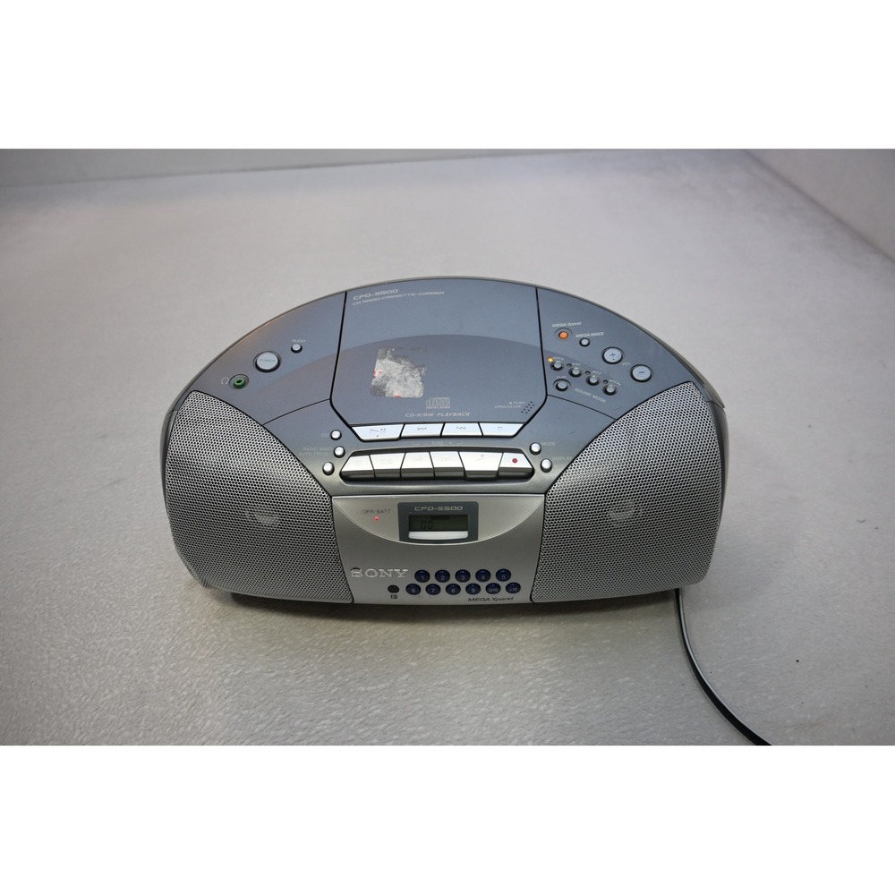 Sony Boombox CFD-S500 CD Radio Cassette Player Silver Mega Bass Portable Fair